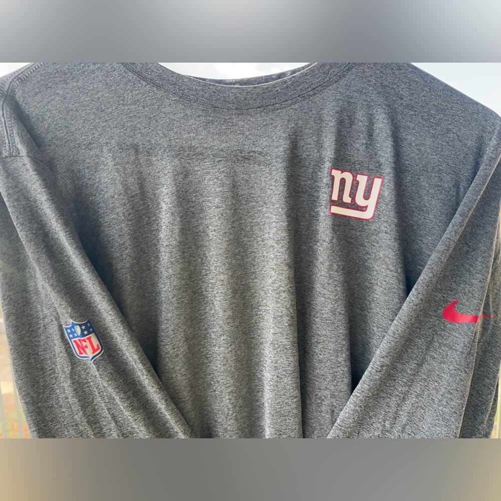 NY Giants New Lg Nike Sideline Players Shirt Heathered Grey DriFit
